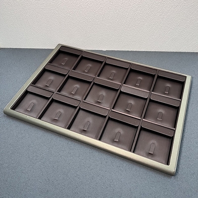 подносы ювелирных изделий PU 355*255*25mm Браун показывают для ожерелья серьги кольца привесного