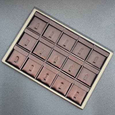 подносы ювелирных изделий PU 355*255*25mm Браун показывают для ожерелья серьги кольца привесного