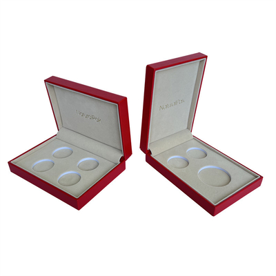 Коробки монетки изготовленного на заказ красного Leatherette коммеморативные 133*110*80mm