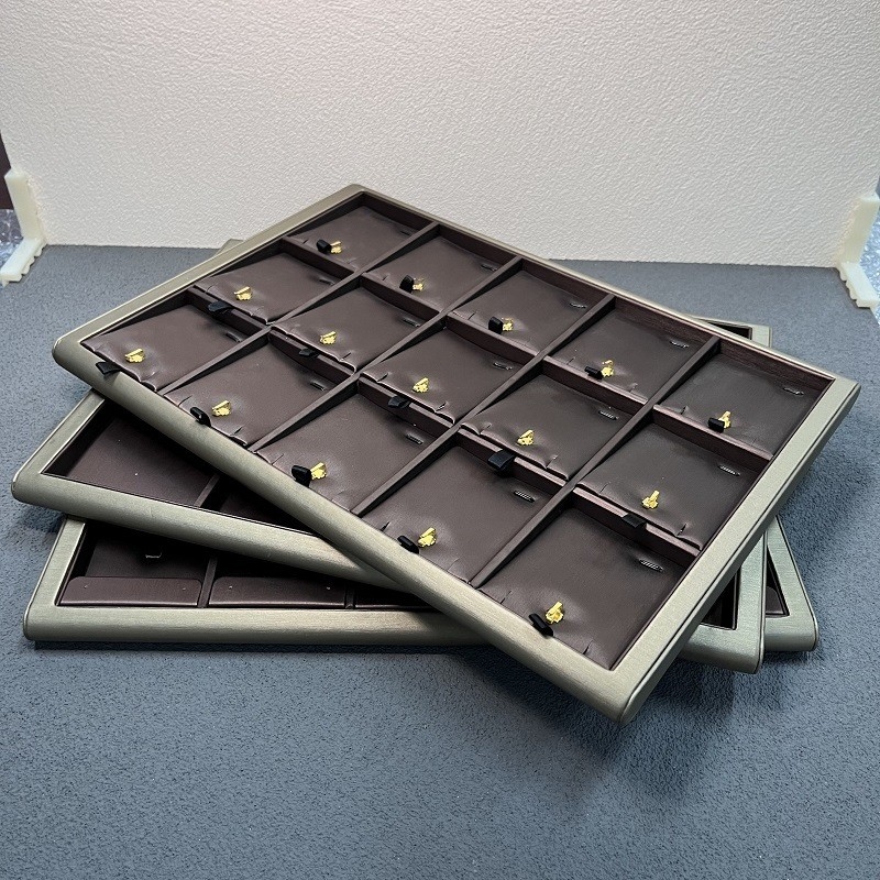 подносы ювелирных изделий PU 355*255*25mm Браун показывают для ожерелья серьги кольца привесного